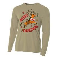 Merry Christmas Western Leopard Reindeer Xmas Holiday Gifts Cooling Performance Long Sleeve Crew