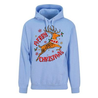 Merry Christmas Western Leopard Reindeer Xmas Holiday Gifts Unisex Surf Hoodie