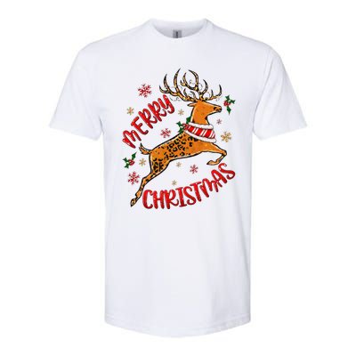 Merry Christmas Western Leopard Reindeer Xmas Holiday Gifts Softstyle CVC T-Shirt