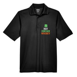 May Contain Whiskey Funny St Patricks Day Men's Origin Performance Pique Polo