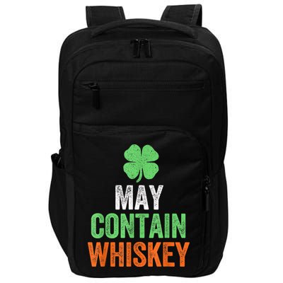 May Contain Whiskey Funny St Patricks Day Impact Tech Backpack