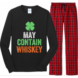 May Contain Whiskey Funny St Patricks Day Long Sleeve Pajama Set