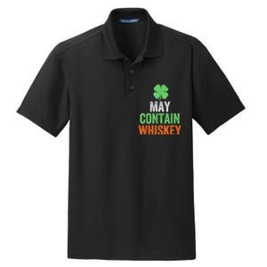 May Contain Whiskey Funny St Patricks Day Dry Zone Grid Polo