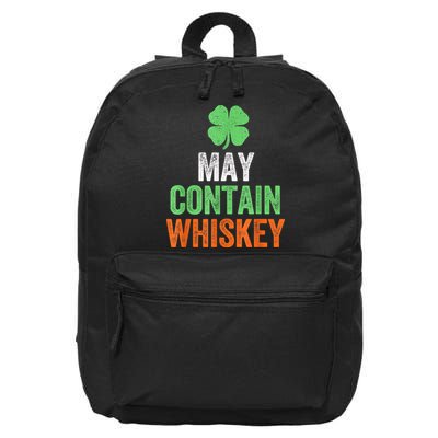 May Contain Whiskey Funny St Patricks Day 16 in Basic Backpack