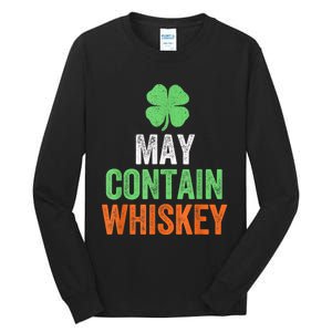 May Contain Whiskey Funny St Patricks Day Tall Long Sleeve T-Shirt