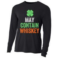 May Contain Whiskey Funny St Patricks Day Cooling Performance Long Sleeve Crew