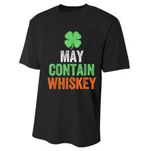 May Contain Whiskey Funny St Patricks Day Performance Sprint T-Shirt