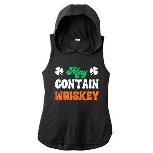 May Contain Whiskey Funny St Patricks Day Ladies PosiCharge Tri-Blend Wicking Draft Hoodie Tank