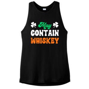 May Contain Whiskey Funny St Patricks Day Ladies PosiCharge Tri-Blend Wicking Tank