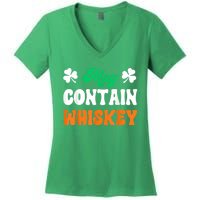 May Contain Whiskey Funny St Patricks Day Women's V-Neck T-Shirt