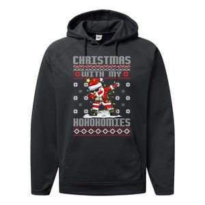 Merry Christmas With My Hohomies Funny Dabbing Santa Xmas Holiday Performance Fleece Hoodie