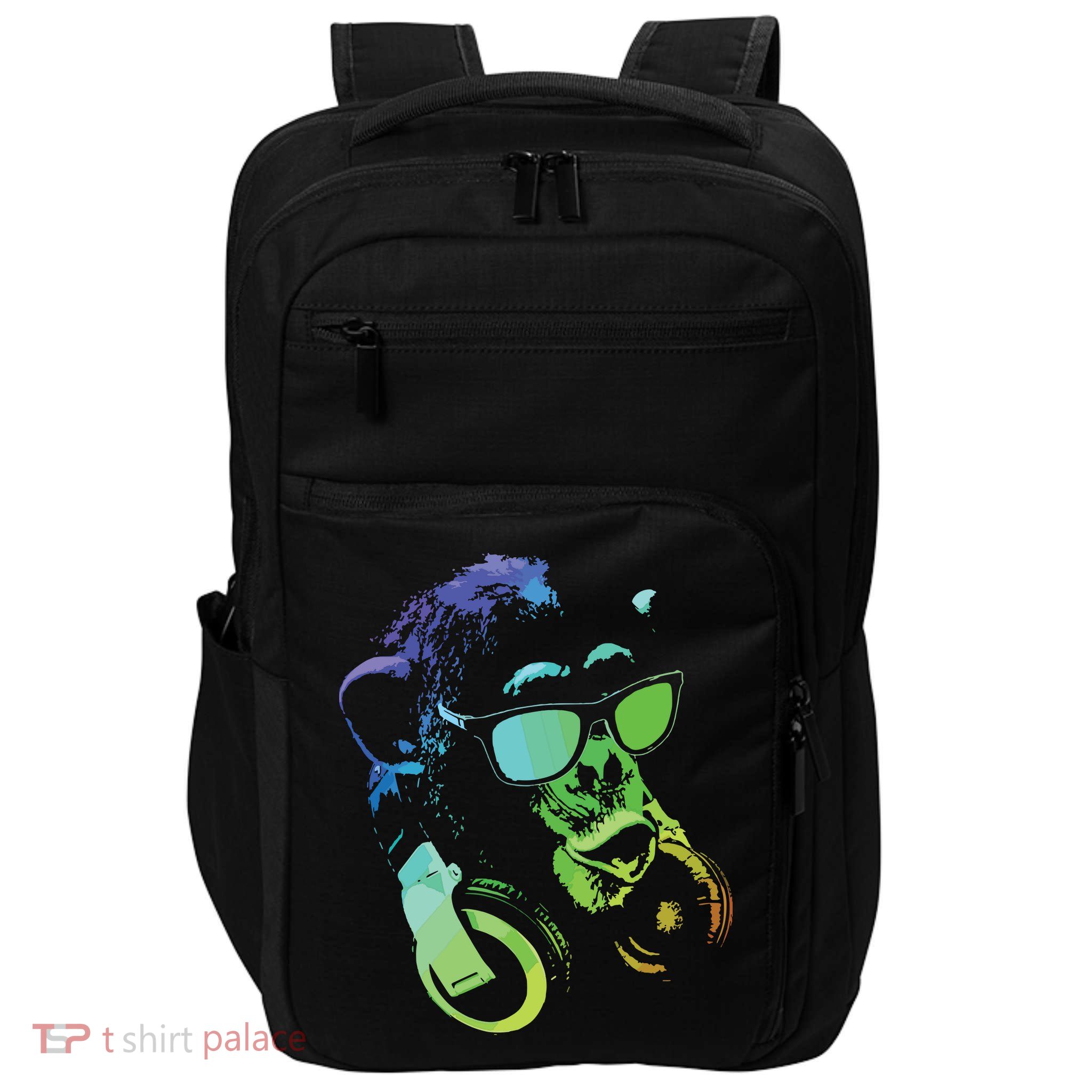 Monkey Chimp With Sunglasses And Headphones Impact Tech Backpack