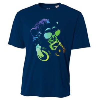 Monkey Chimp With Sunglasses And Headphones Cooling Performance Crew T-Shirt