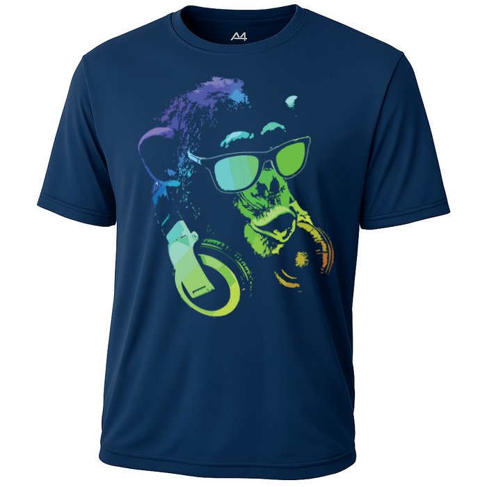 Monkey Chimp With Sunglasses And Headphones Cooling Performance Crew T-Shirt