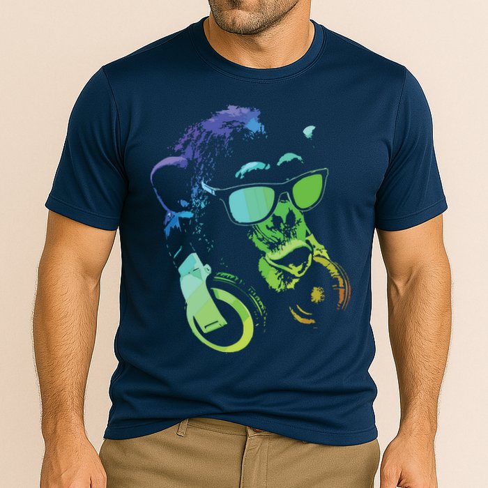 Monkey Chimp With Sunglasses And Headphones Cooling Performance Crew T-Shirt