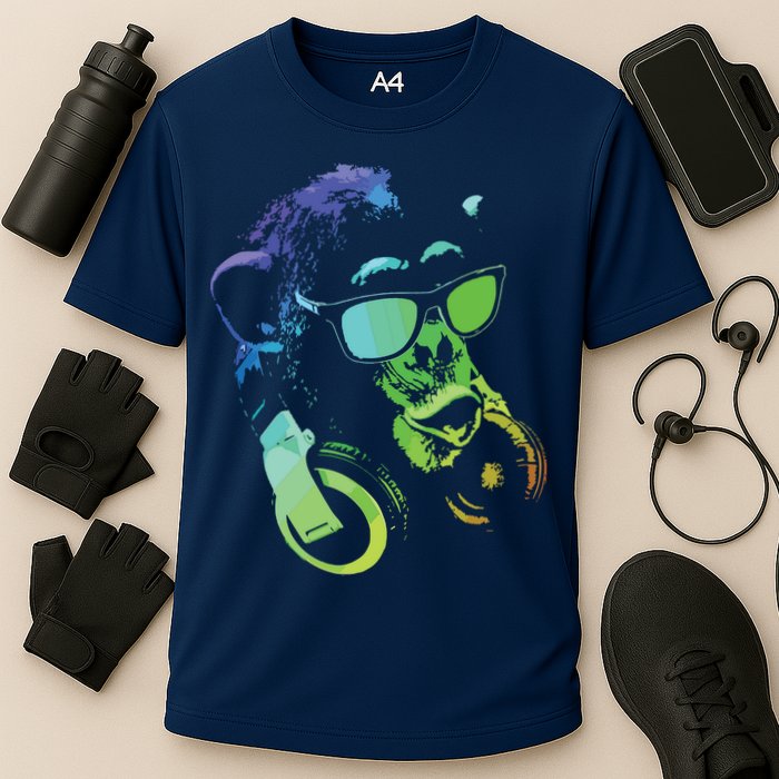 Monkey Chimp With Sunglasses And Headphones Cooling Performance Crew T-Shirt