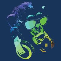 Monkey Chimp With Sunglasses And Headphones Button