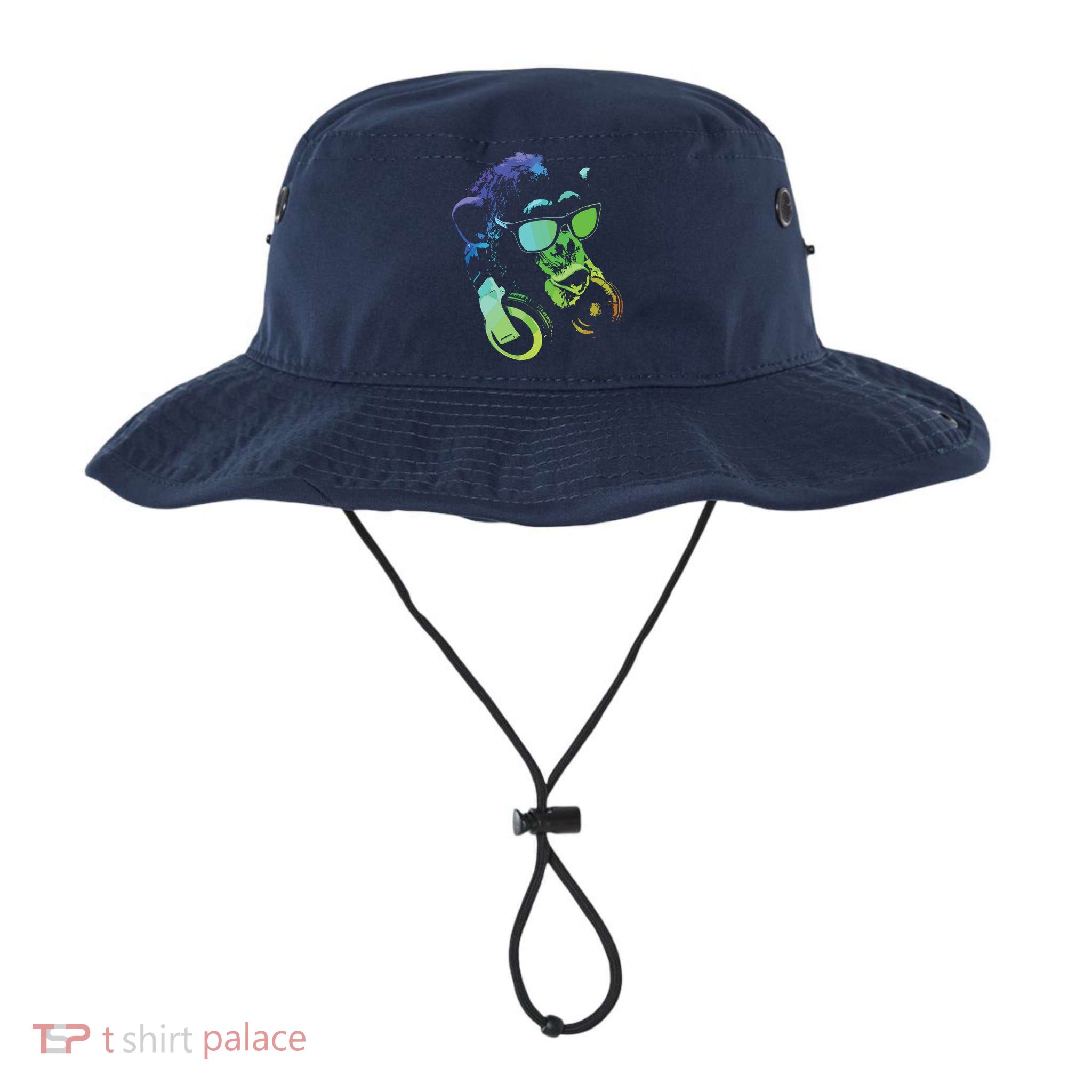 Monkey Chimp With Sunglasses And Headphones Bucket Hat