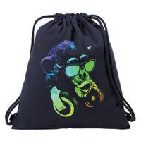 Monkey Chimp With Sunglasses And Headphones Drawstring Bag