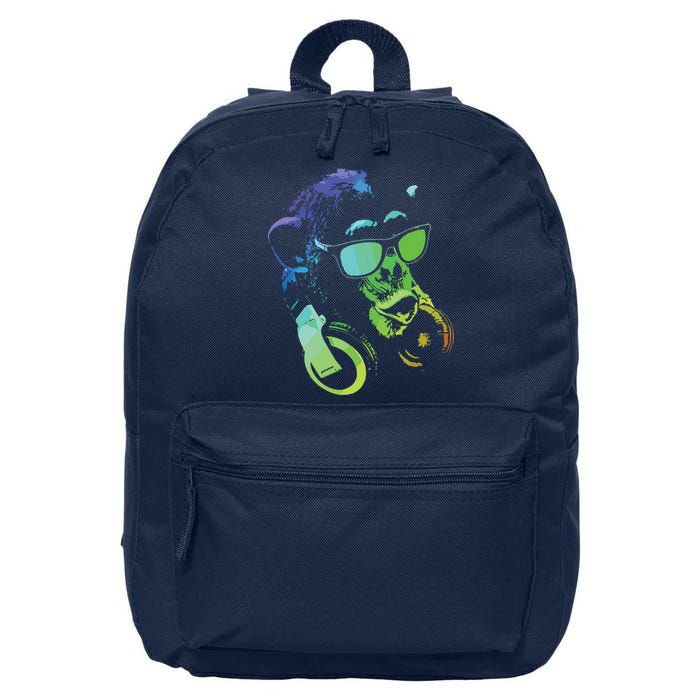 Monkey Chimp With Sunglasses And Headphones 16 in Basic Backpack