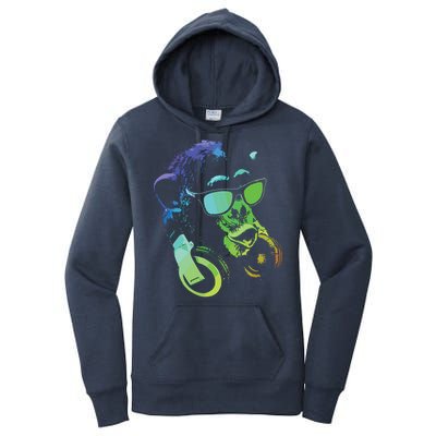 Monkey Chimp With Sunglasses And Headphones Women's Pullover Hoodie