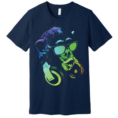 Monkey Chimp With Sunglasses And Headphones Premium T-Shirt