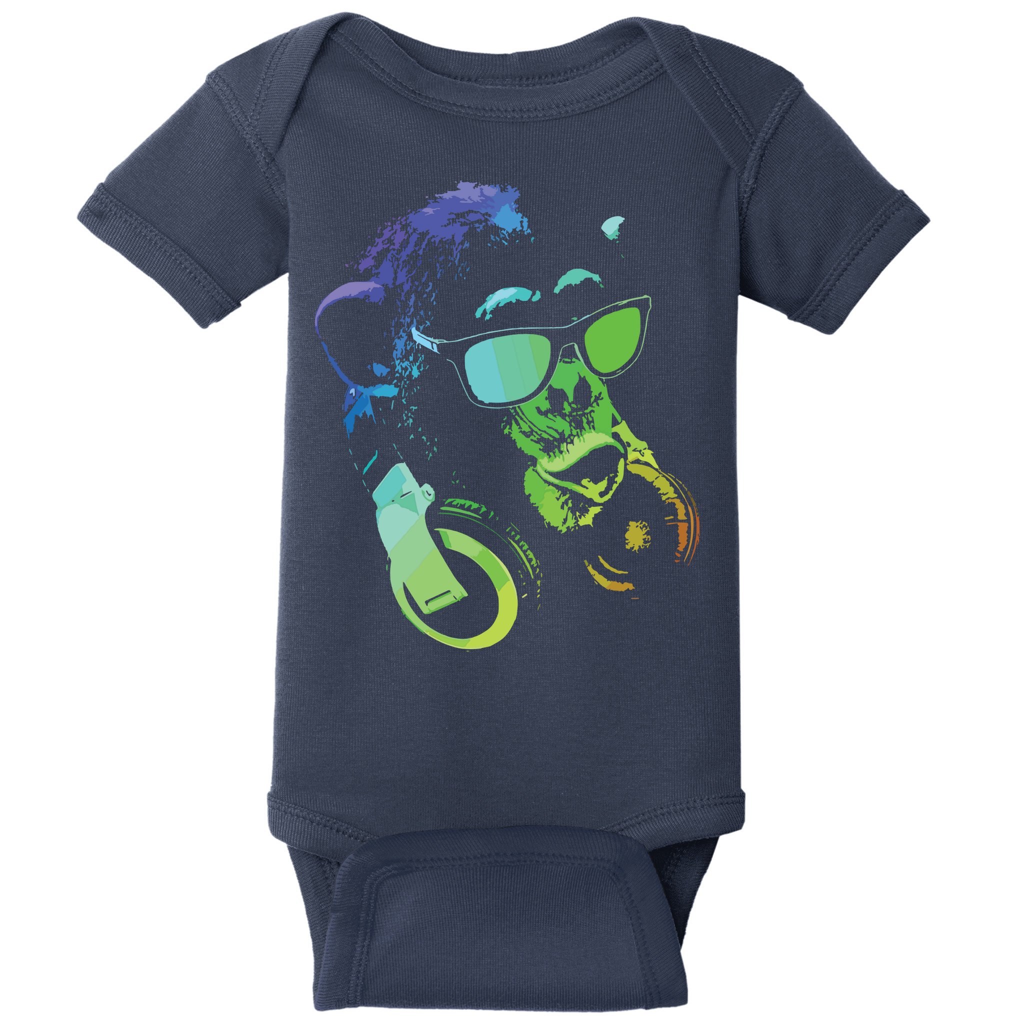 Monkey Chimp With Sunglasses And Headphones Baby Bodysuit