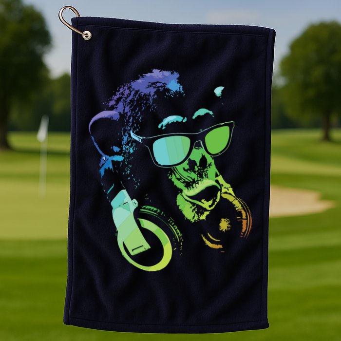 Monkey Chimp With Sunglasses And Headphones Golf Towel