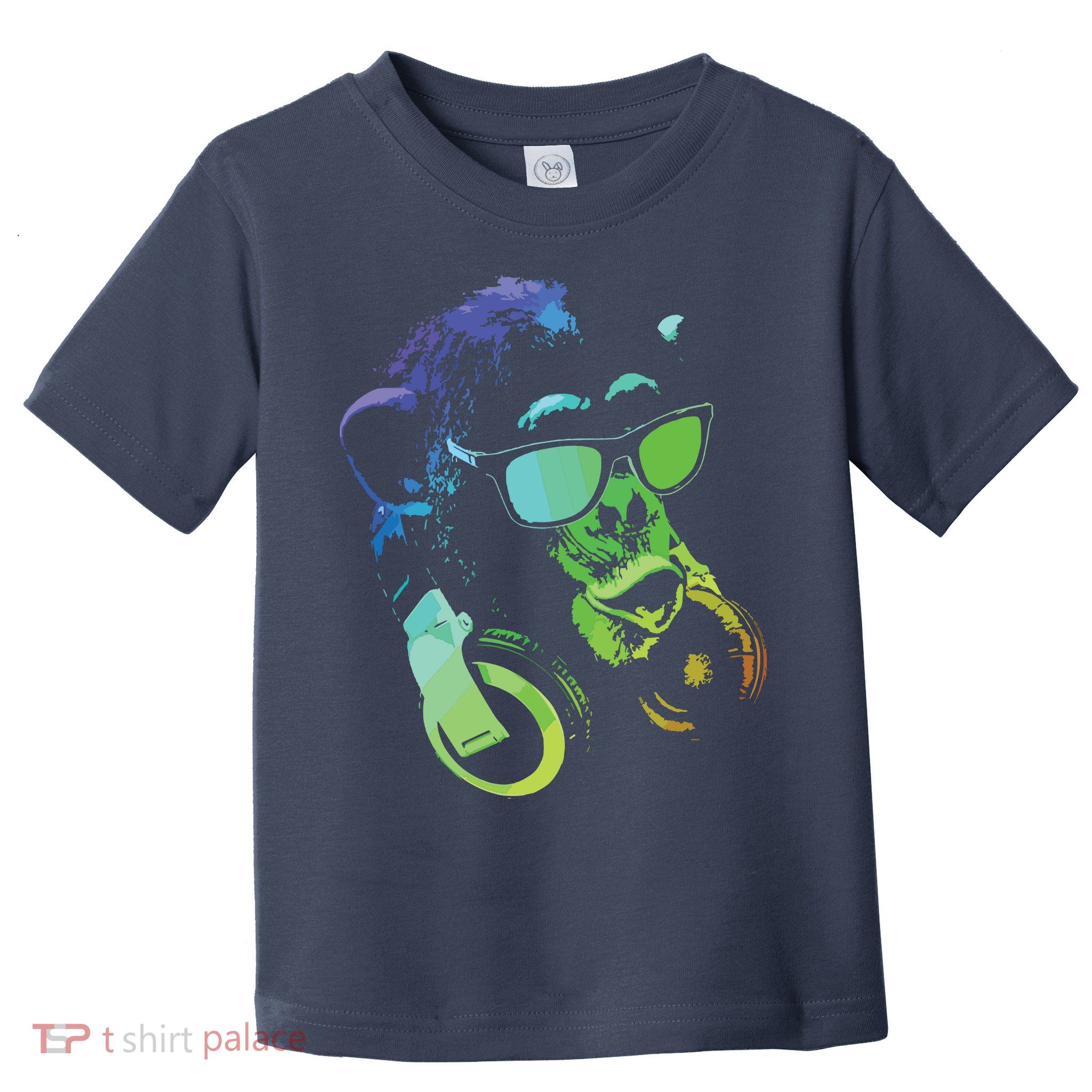 Monkey Chimp With Sunglasses And Headphones Toddler T-Shirt