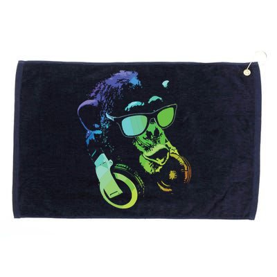 Monkey Chimp With Sunglasses And Headphones Grommeted Golf Towel