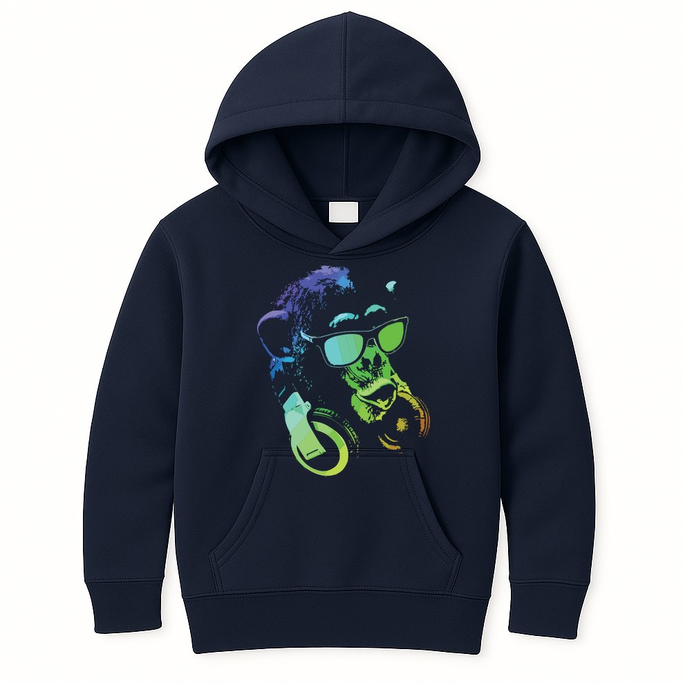 Monkey Chimp With Sunglasses And Headphones Kids Hoodie