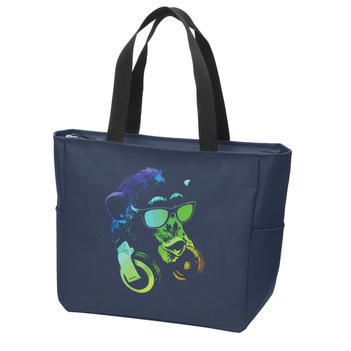 Monkey Chimp With Sunglasses And Headphones Zip Tote Bag