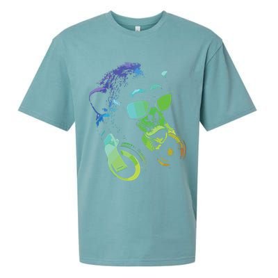 Monkey Chimp With Sunglasses And Headphones Sueded Cloud Jersey T-Shirt