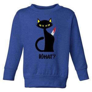 Murderous Cat With Knife Funny Black Cat What Gift Toddler Sweatshirt