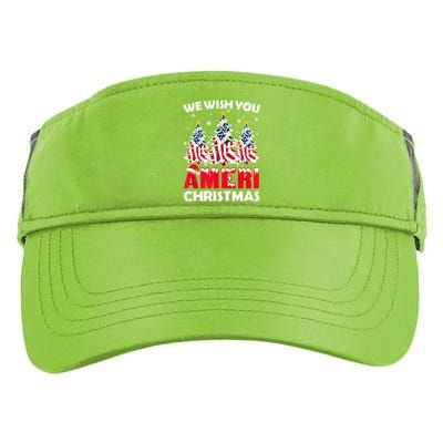 Merry Christmas We Wish You Ameri Xmas American Flag Trees Cute Gift Adult Drive Performance Visor