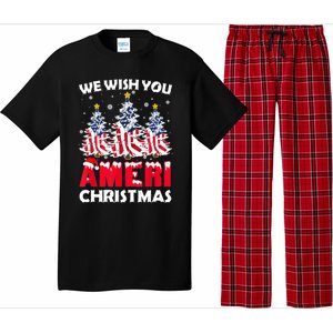 Merry Christmas We Wish You Ameri Xmas American Flag Trees Cute Gift Pajama Set