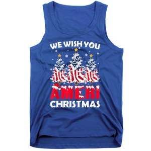 Merry Christmas We Wish You Ameri Xmas American Flag Trees Cute Gift Tank Top