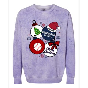 Merry Christmas Washington Baseball Est 1969 Colorblast Crewneck Sweatshirt