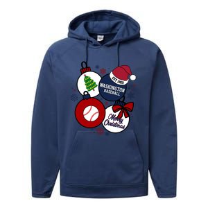 Merry Christmas Washington Baseball Est 1969 Performance Fleece Hoodie