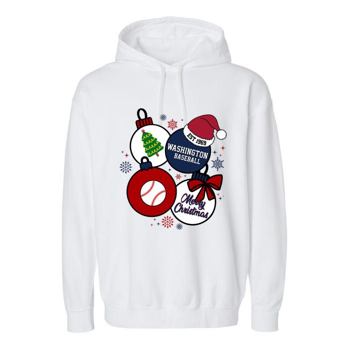 Merry Christmas Washington Baseball Est 1969 Garment-Dyed Fleece Hoodie