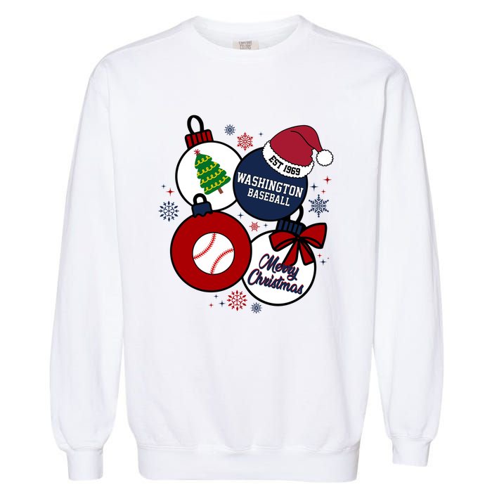 Merry Christmas Washington Baseball Est 1969 Garment-Dyed Sweatshirt