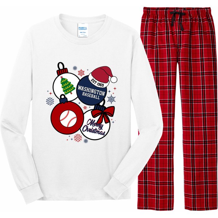 Merry Christmas Washington Baseball Est 1969 Long Sleeve Pajama Set