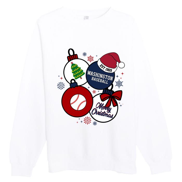 Merry Christmas Washington Baseball Est 1969 Premium Crewneck Sweatshirt