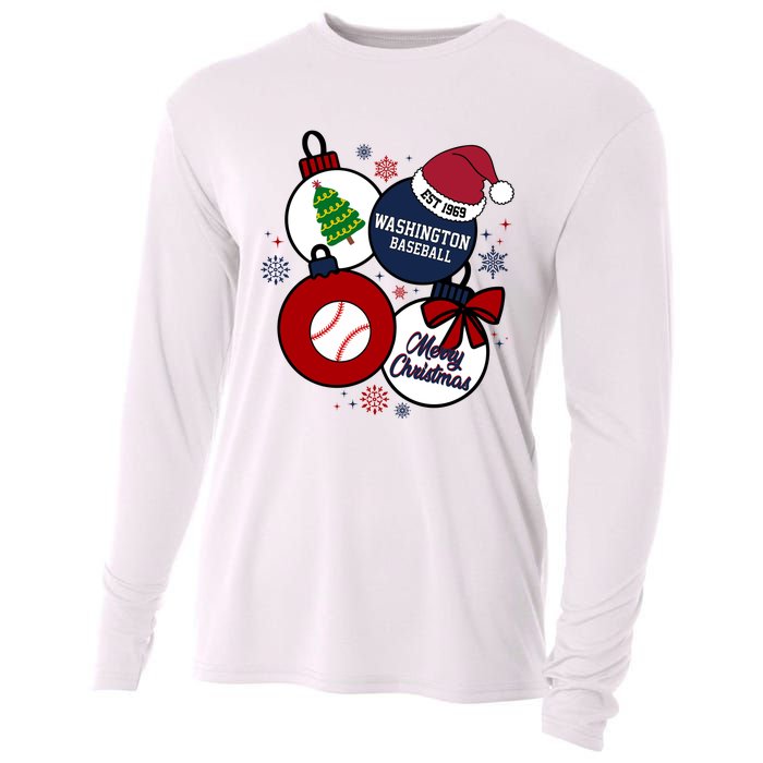 Merry Christmas Washington Baseball Est 1969 Cooling Performance Long Sleeve Crew