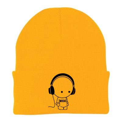 Music Character With Headphones Knit Cap Winter Beanie