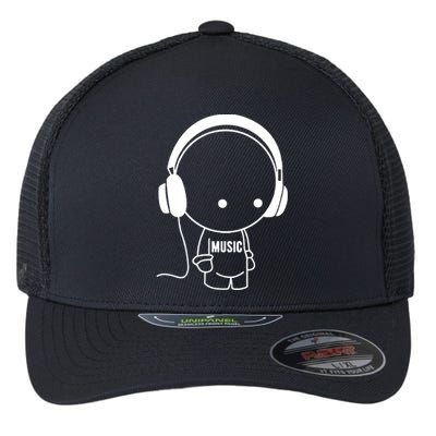 Music Character With Headphones Flexfit Unipanel Trucker Cap