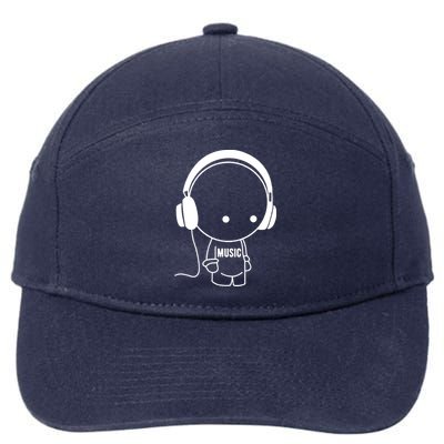 Music Character With Headphones 7-Panel Snapback Hat