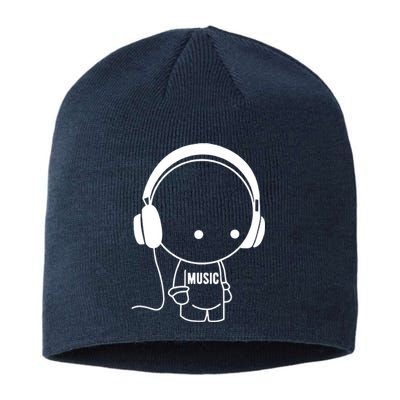 Music Character With Headphones Sustainable Beanie