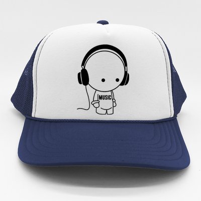 Music Character With Headphones Trucker Hat