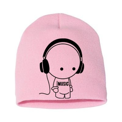 Music Character With Headphones Short Acrylic Beanie